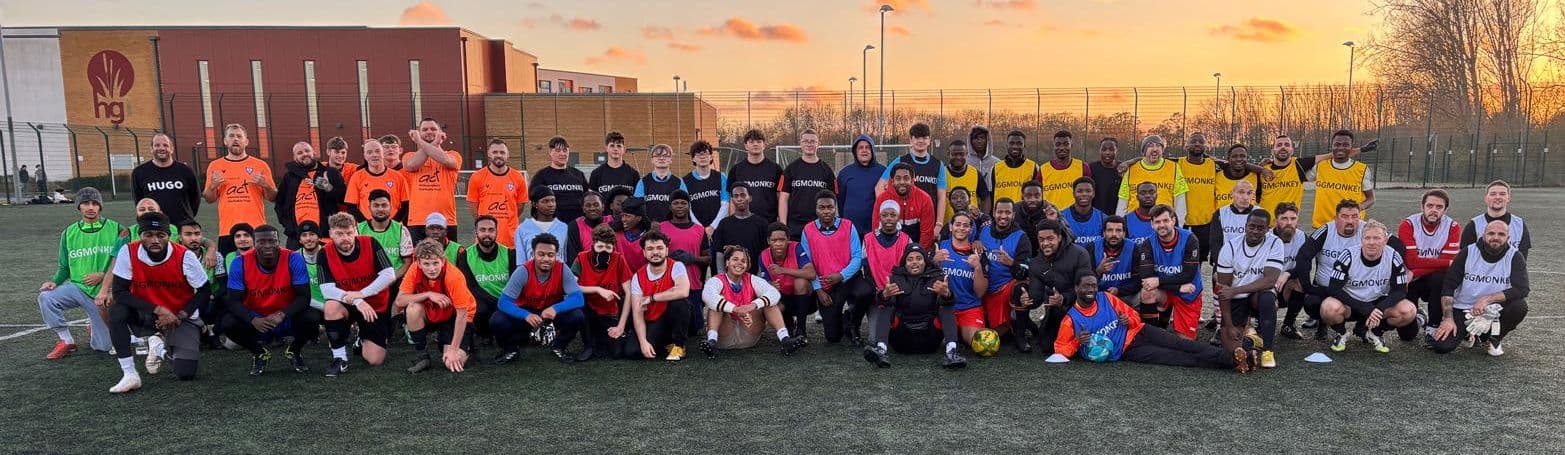 Football players in yellow bibs